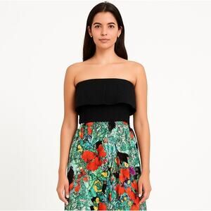 Excellent Derek Heart Women’s Floral Strapless Ruffle Tube Top Size Large